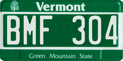 VT license plate BMF304
