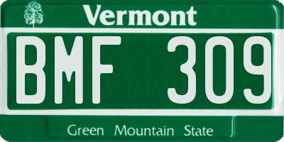 VT license plate BMF309