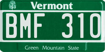 VT license plate BMF310