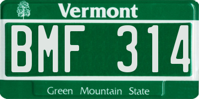 VT license plate BMF314