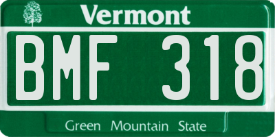 VT license plate BMF318