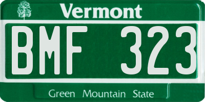 VT license plate BMF323