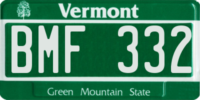 VT license plate BMF332