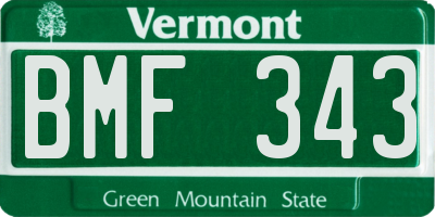 VT license plate BMF343