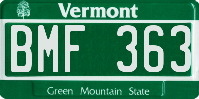 VT license plate BMF363