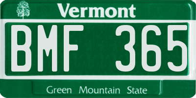 VT license plate BMF365