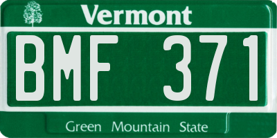 VT license plate BMF371