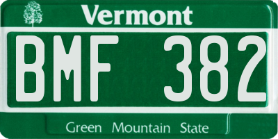VT license plate BMF382