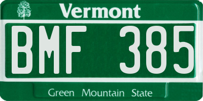 VT license plate BMF385