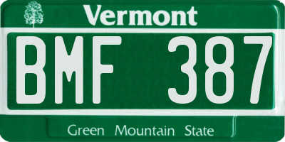 VT license plate BMF387
