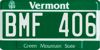 VT license plate BMF406