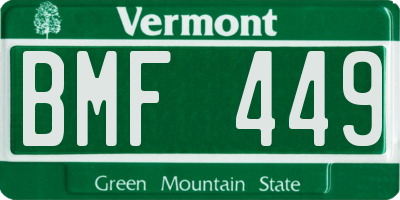 VT license plate BMF449