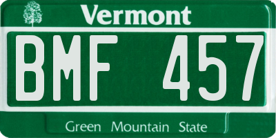 VT license plate BMF457