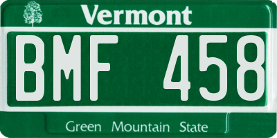 VT license plate BMF458
