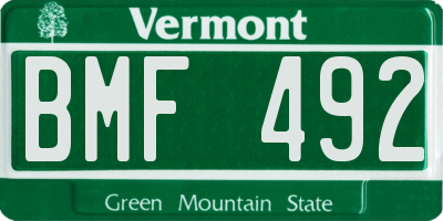 VT license plate BMF492