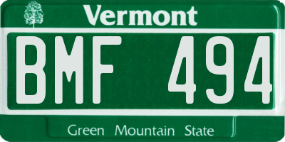 VT license plate BMF494
