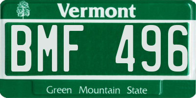 VT license plate BMF496