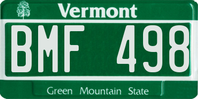 VT license plate BMF498