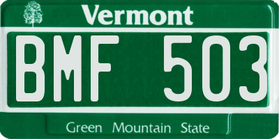 VT license plate BMF503