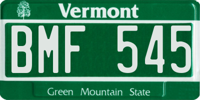 VT license plate BMF545