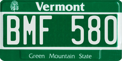 VT license plate BMF580