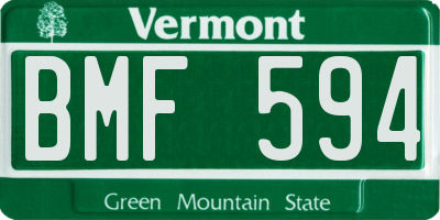 VT license plate BMF594