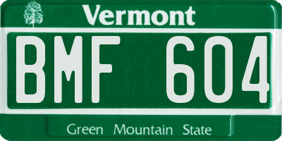 VT license plate BMF604