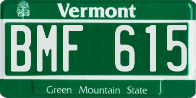 VT license plate BMF615