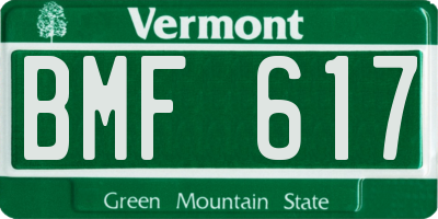 VT license plate BMF617