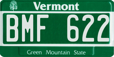 VT license plate BMF622