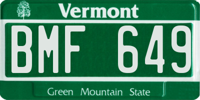 VT license plate BMF649