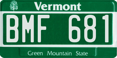 VT license plate BMF681