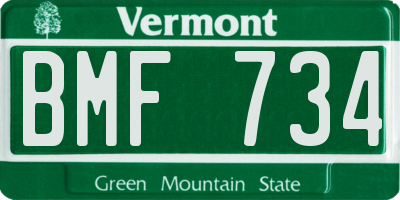 VT license plate BMF734