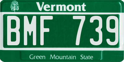 VT license plate BMF739