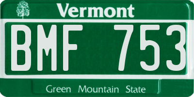 VT license plate BMF753