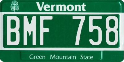 VT license plate BMF758