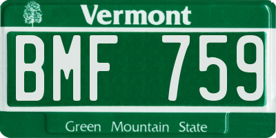 VT license plate BMF759