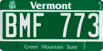 VT license plate BMF773