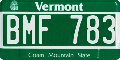 VT license plate BMF783