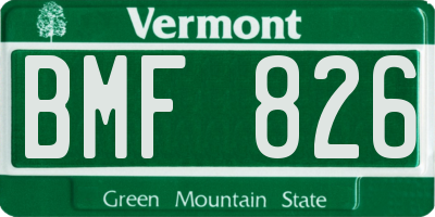 VT license plate BMF826
