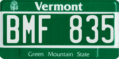 VT license plate BMF835