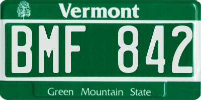 VT license plate BMF842