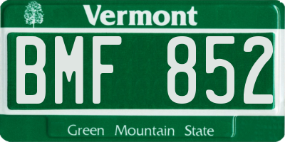 VT license plate BMF852