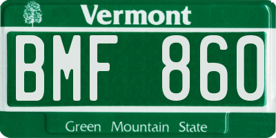 VT license plate BMF860