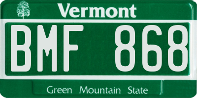 VT license plate BMF868