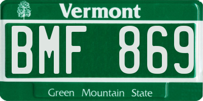VT license plate BMF869