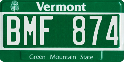 VT license plate BMF874