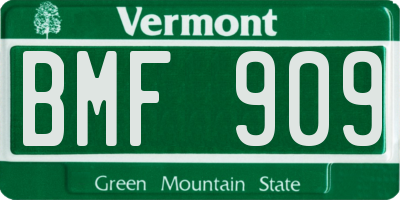 VT license plate BMF909