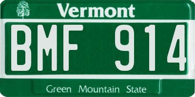 VT license plate BMF914