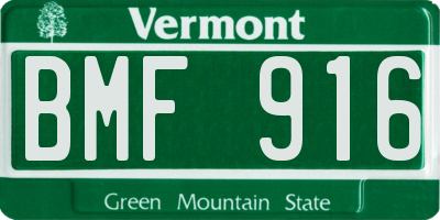 VT license plate BMF916